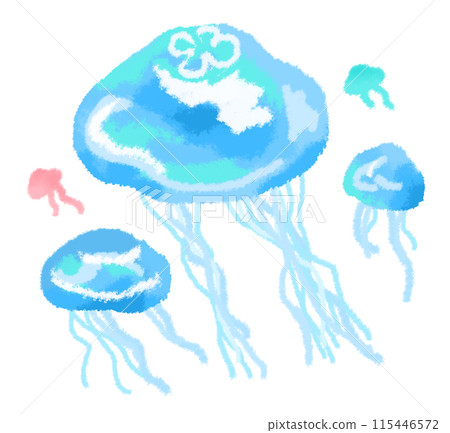 美麗的淺藍色水母漂浮在空中 115446572
