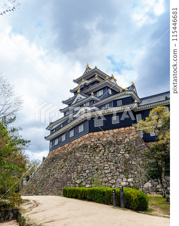Okayama Castle, with its powerful final boss vibe, under dark clouds Okayama Castle, with its powerful final boss vibe, under dark clouds 115446681