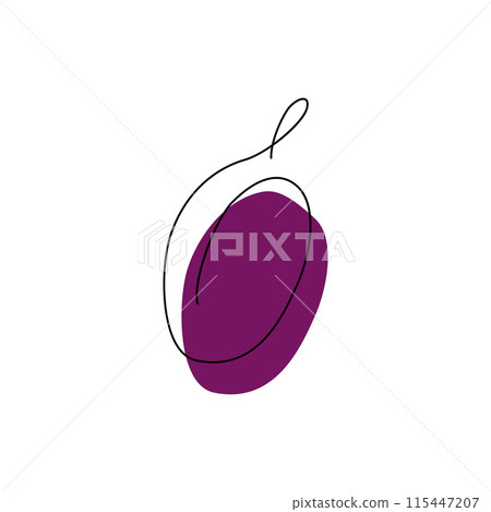 Plum fruit in continuous line art drawing style Plum fruit in continuous line art drawing style 115447207
