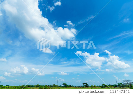 beautiful airatmosphere bright blue sky background abstract clear texture with white clouds. 115447341