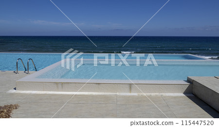 View of the pool and sea from the hotel in Catalkoy, Kyrenia, Northern Cyprus 115447520