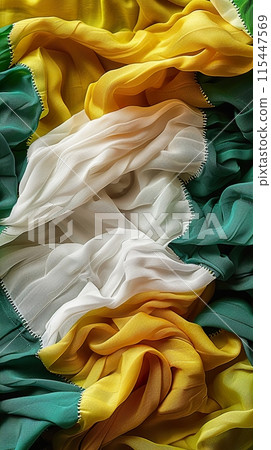 Indian Flag Close Up with Fabric Texture 115447569