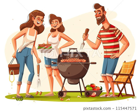 Families and Friends Enjoying Outdoor Barbecue Families and Friends Enjoying Outdoor Barbecue 115447571