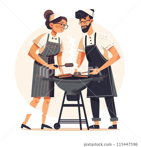 Couples Enjoying Outdoor Barbecue Together Couples Enjoying Outdoor Barbecue Together 115447596