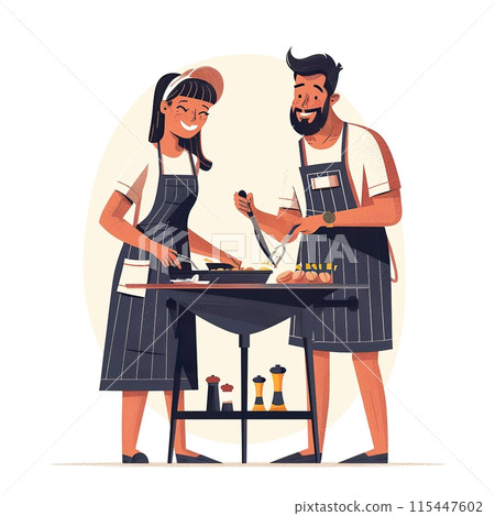 Couples Enjoying Outdoor Barbecue Together 115447602