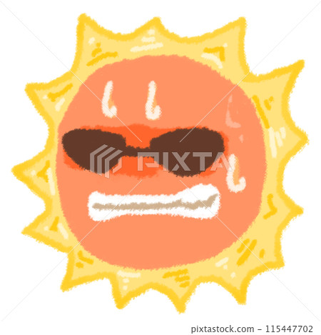 Sun wearing sunglasses enduring the heat 115447702