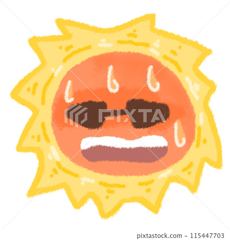 Sun wearing sunglasses about to collapse from the heat 115447703