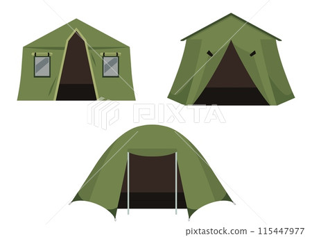 Vector icons of tents, for picnic and camping on an isolated background. 115447977