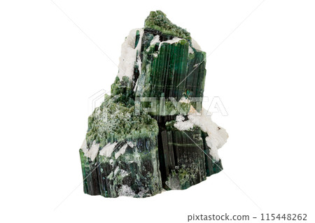 Macro tourmaline mineral stone on white background 115448262