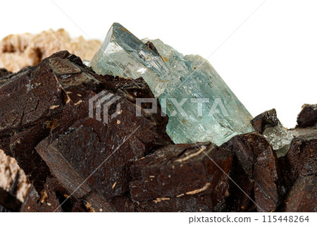 Macro tourmaline mineral stone on white background 115448264