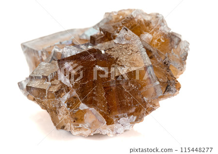 Macro stone mineral Fluorite on a white background 115448277