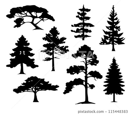 Silhouette trees collections. Vector illustration 115448383