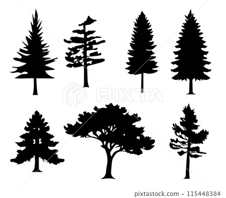 Silhouette trees collections. Vector illustration 115448384