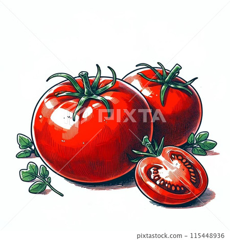 新鮮番茄手繪插畫 新鮮番茄手繪插畫 115448936