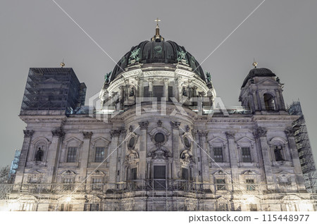 Architecture exterior of The berlin cathedral building at dusk. 115448977