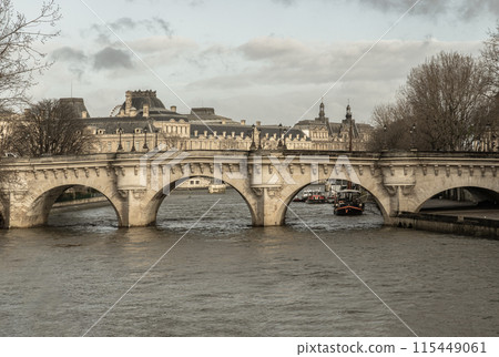The Pont Neuf is the oldest bridge across the seine river with view in paris city. The Pont Neuf is the oldest bridge across the seine river with view in paris city. 115449061
