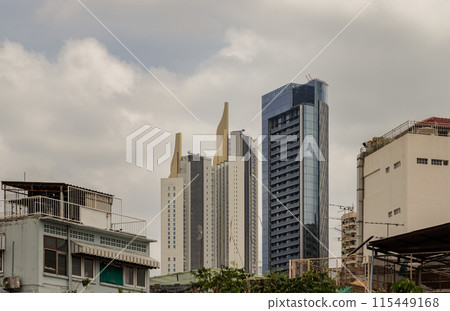 Modern architectural of Skyscrapers among with general buildings at City of Bangkok. 115449168