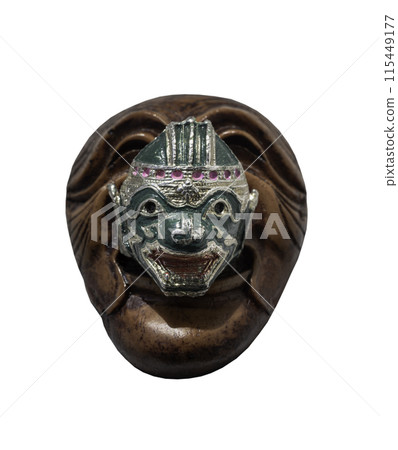 Mask of Hanuman and Ravana from Thai Ramayana isolated on White background with clipping path. 115449177