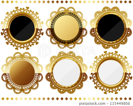 Set of 6 luxurious lace emblems in gold Set of 6 luxurious lace emblems in gold 115449808