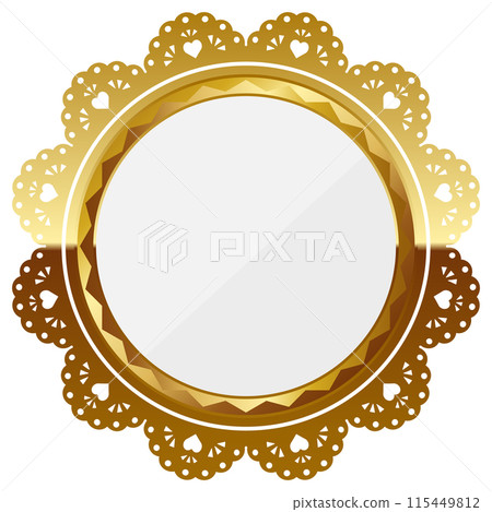 Luxurious lace emblem in white and gold Luxurious lace emblem in white and gold 115449812