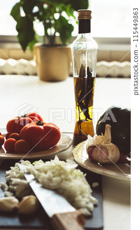Vegetable ingredients in the kitchen 115449863