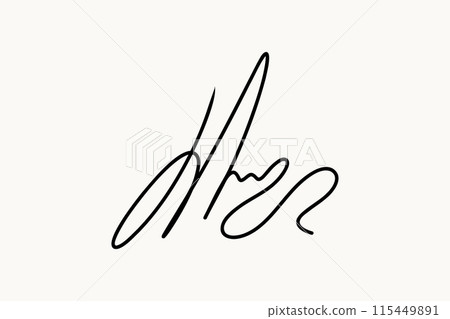 Fake hand drawn autograph. Handwritten signature for sign papers and documents. Vector illustration 115449891