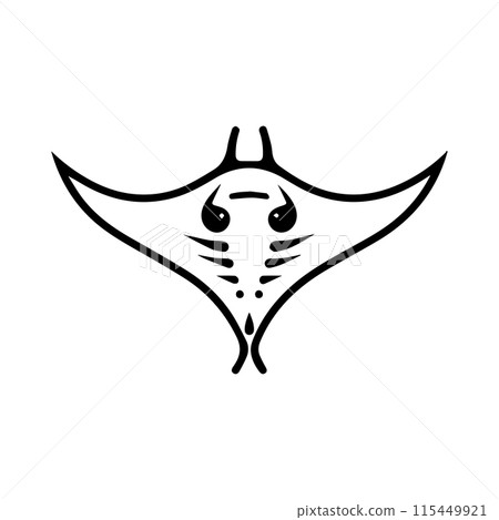 Manta logo or modern line icon. Vector line art and icon design with bold outline. Black and white Pixel Perfect minimalistic symbol isolate white background. Creative logotype 115449921