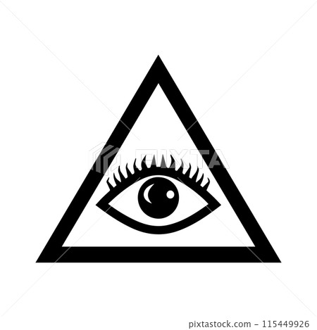 Triangle Eye logo or modern line icon. Vector line art and icon design with bold outline. Black and white Pixel Perfect minimalistic symbol isolate white background. Creative logotype Triangle Eye logo or modern line icon. Vector line art and icon design with bold outline. Black and white Pixel Perfect minimalistic symbol isolate white background. Creative logotype 115449926