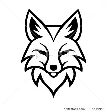 Fox Heraldic logo or modern line icon. Vector line art and icon design with bold outline. Black and white Pixel Perfect minimalistic symbol isolate white background. Creative logotype Fox Heraldic logo or modern line icon. Vector line art and icon design with bold outline. Black and white Pixel Perfect minimalistic symbol isolate white background. Creative logotype 115449958
