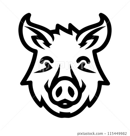 Boar logo or modern line icon. Vector line art and icon design with bold outline. Black and white Pixel Perfect minimalistic symbol isolate white background. Creative logotype Boar logo or modern line icon. Vector line art and icon design with bold outline. Black and white Pixel Perfect minimalistic symbol isolate white background. Creative logotype 115449982