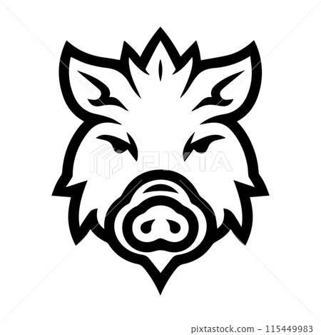 Boar logo or modern line icon. Vector line art and icon design with bold outline. Black and white Pixel Perfect minimalistic symbol isolate white background. Creative logotype Boar logo or modern line icon. Vector line art and icon design with bold outline. Black and white Pixel Perfect minimalistic symbol isolate white background. Creative logotype 115449983