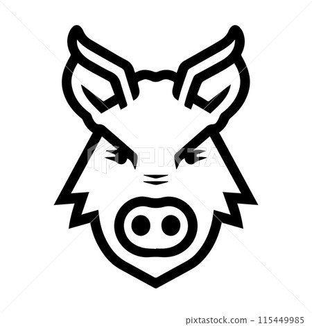Boar logo or modern line icon. Vector line art and icon design with bold outline. Black and white Pixel Perfect minimalistic symbol isolate white background. Creative logotype Boar logo or modern line icon. Vector line art and icon design with bold outline. Black and white Pixel Perfect minimalistic symbol isolate white background. Creative logotype 115449985