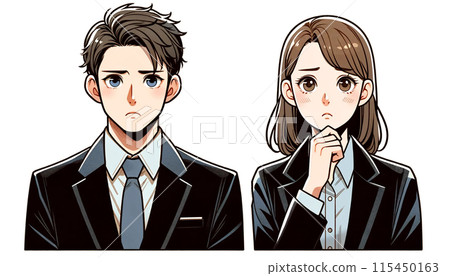 Men and women with troubled facial expressions 115450163