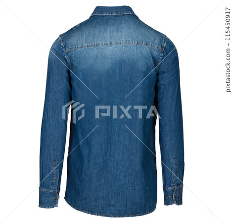 Back View of Denim Shirt 115450917