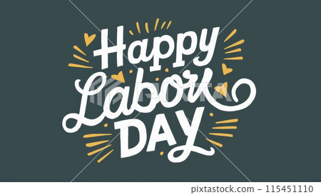 Happy labor day lettering on a black background, AI 115451110