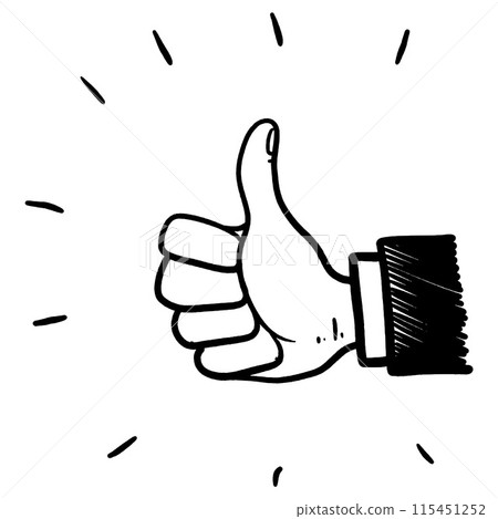 Doodle sketch style of thumb up hand gesture vector illustration for concept design. 115451252