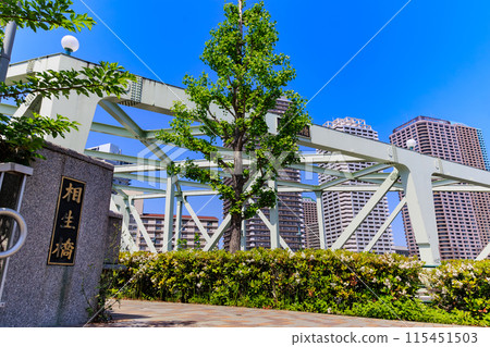 東京都中央區佃田隅田川上的相生橋 115451503