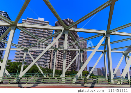 東京都中央區佃田隅田川上的相生橋 東京都中央區佃田隅田川上的相生橋 115451511