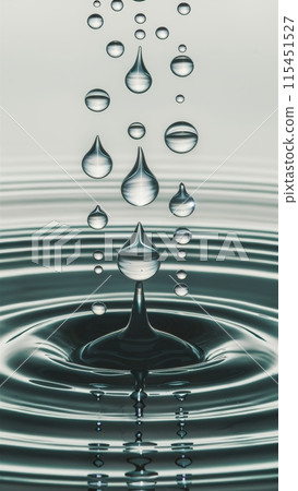 A close up of a drop that is falling into the water, AI 115451527