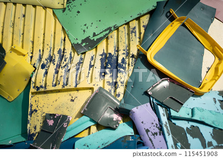 Full frame shot of multicolored plastic waste Full frame shot of multicolored plastic waste 115451908