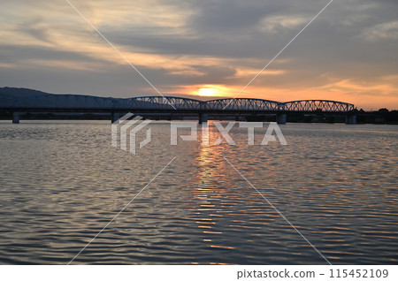 on the riverbed in the morning on the riverbed in the morning 115452109