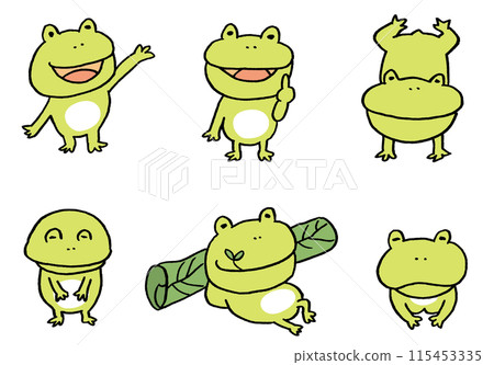 The cute green frog is a rainy season character. 115453335