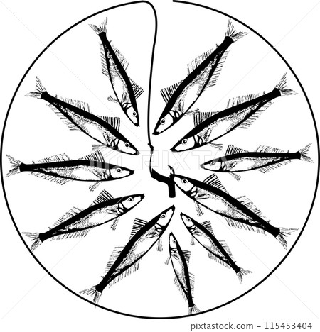 魚鉤上聚集的大量親吻的插圖 魚鉤上聚集的大量親吻的插圖 115453404