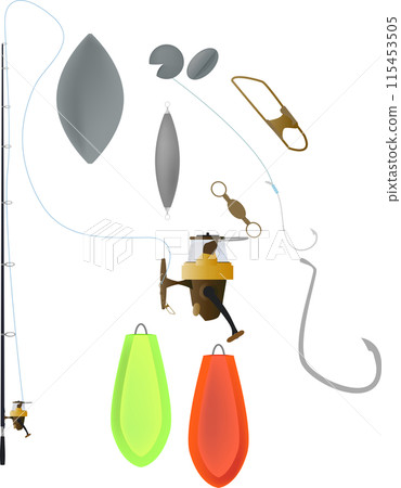 Fishing equipment illustration set Fishing equipment illustration set 115453505