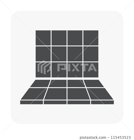 Tile floor and wall inside room vector icon, black silhouette style. 115453523