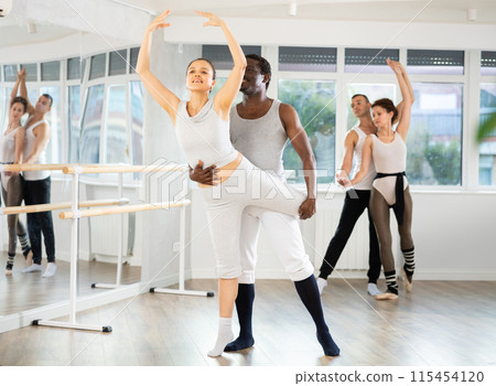 Man and woman dancing couples ballet dance together 115454120