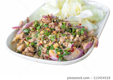 "Larb Ped" Minced Duck with Spicy Salad. Thai food 115454528