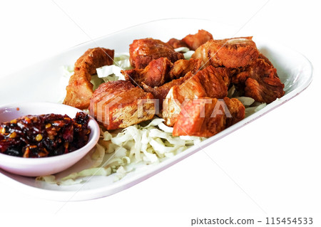 Deep fried pork belly with fish sauce Deep fried pork belly with fish sauce 115454533