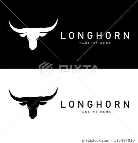 Longhorn logo design vintage old bull texas western country black silhouette Longhorn logo design vintage old bull texas western country black silhouette 115454810