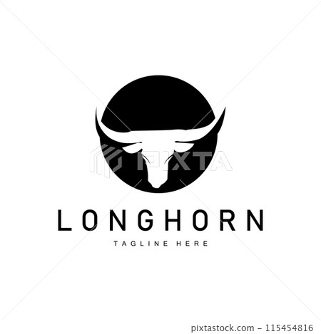 Longhorn logo design vintage old bull texas western country black silhouette 115454816